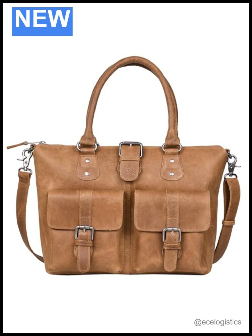 Women's Crazy-Horse Leather Top Handle Satchel Bag with Shoulder Strap